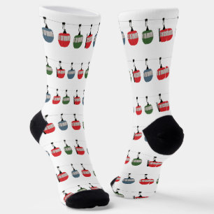 Chaussette Ski d'hiver Gondola retro blanc
