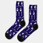 Chaussette Skiers Skiing Mountains and Cable Cars Patterned (Gauche)