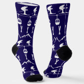 Chaussette Skiers Skiing Mountains and Cable Cars Patterned (Angulaire)