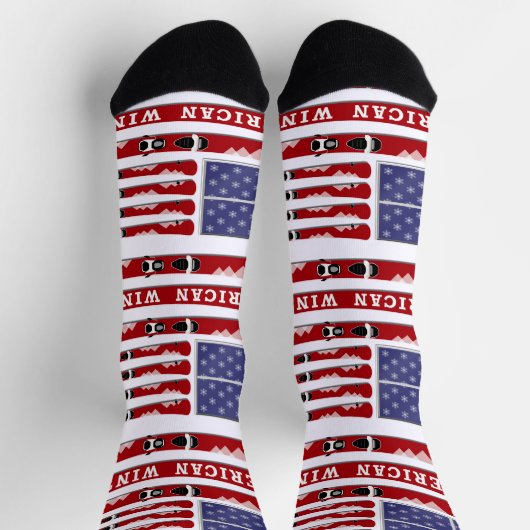 Chaussette Skis and Snowflakes USA Flag (Haut)