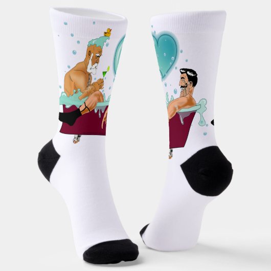 Chaussette SlipperyJoe's deux gays hommes aiment la baignoire (Angulaire)