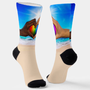 Chaussette SlipperyJoe's deux mains coeur interracial mâle h