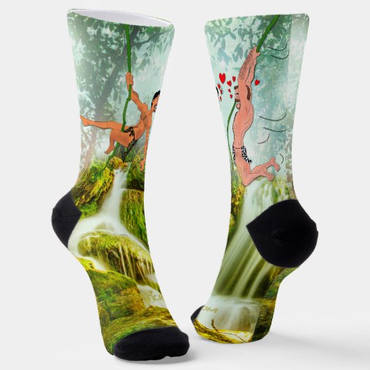 Chaussette SlipperyJoe's deux poilus hommes embrasser le coeu (Angulaire)