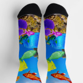 Chaussette SlipperyJoe's Fish Pride tropicale vert bleu pourp (Haut)