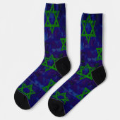 Chaussette SlipperyJoe's Hanukkah rangées vertes Étoiles de D (Gauche)