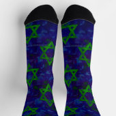 Chaussette SlipperyJoe's Hanukkah rangées vertes Étoiles de D (Haut)