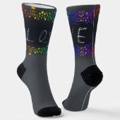 Chaussette SlipperyJoe's Love words rainbow dots scribbled da (Angulaire)