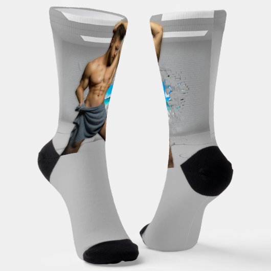 Chaussette SlipperyJoe's Man in a serviette blanc salle muscl (Angulaire)