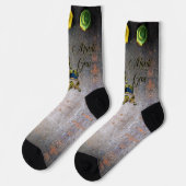 Chaussette SlipperyJoe's Mardi Gras Masque violet or vert bl (Gauche)