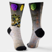Chaussette SlipperyJoe's Mardi Gras Masque violet or vert bl (Angulaire)