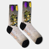 Chaussette SlipperyJoe's Mardi Gras Masque violet or vert bl (Droite)