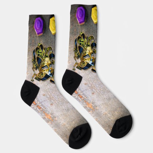 Chaussette SlipperyJoe's Mardi Gras Masque violet or vert bl (Droite)