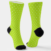 Chaussette Small White Polkadots On Lime Green Crew Socks (Angulaire)