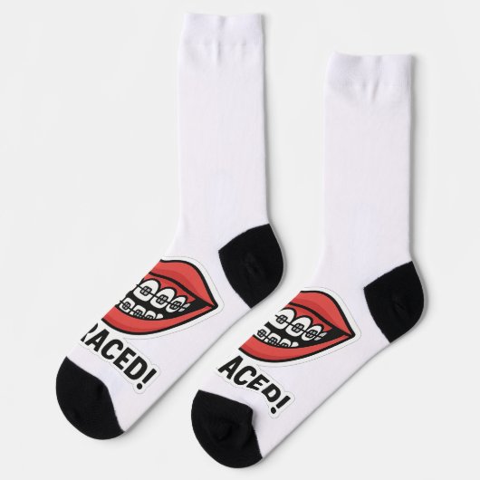 Chaussette Smiley Brace Sticker amusant - Lèvres colorées (Gauche)