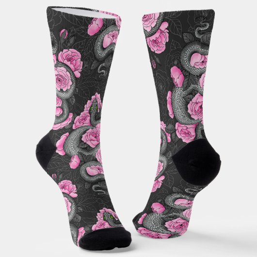 Chaussette Snakes and pink roses (Angulaire)