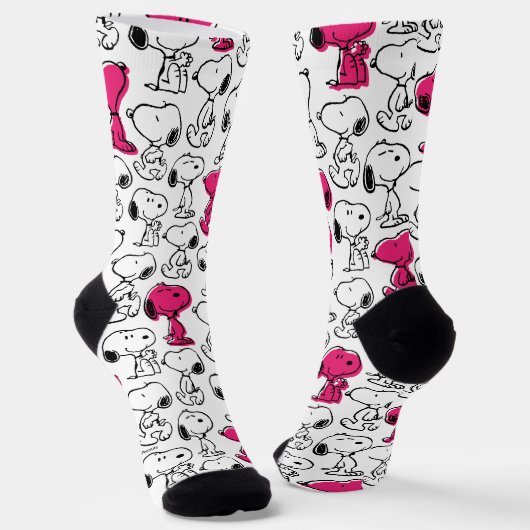 Chaussette Snoopy Black & Magenta Motif (Angulaire)