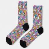 Chaussette Snoopy & Motif de fleurs de bois (Gauche)