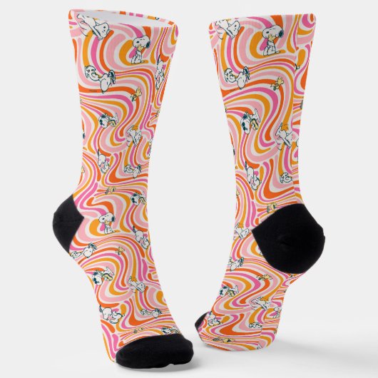 Chaussette Snoopy & Woodstock Super Vibes Motif orange (Angulaire)