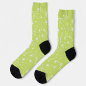 Chaussette Snowflake Green Retro Ajouter un nom Whimsical Chr (Gauche)