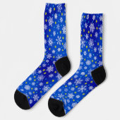 Chaussette Snowflake Royal Blue Navy Blue moderne chic élégan (Gauche)