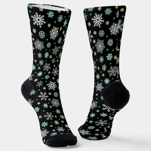Chaussette Snowflakes élégant noir moderne chic élégant éléga (Angulaire)