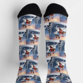 Chaussette Snowman chevauchant un renne Design de Noël mignon (Haut)