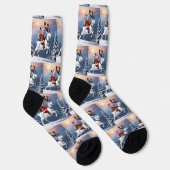 Chaussette Snowman chevauchant un renne Design de Noël mignon (Droite)