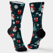 Chaussette Snowmen Christmas Trees Unisex Crew Sock (Angulaire)