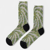 Chaussette Sock (ao) - Spirales Crochet en blanc et vert (Gauche)