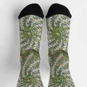 Chaussette Sock (ao) - Spirales Crochet en blanc et vert (Haut)