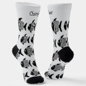Chaussette Socks Black And White Fish Design (Angulaire)
