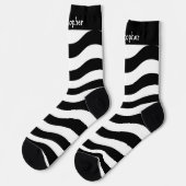 Chaussette Socks Black And White Wavy Stripes Design (Gauche)