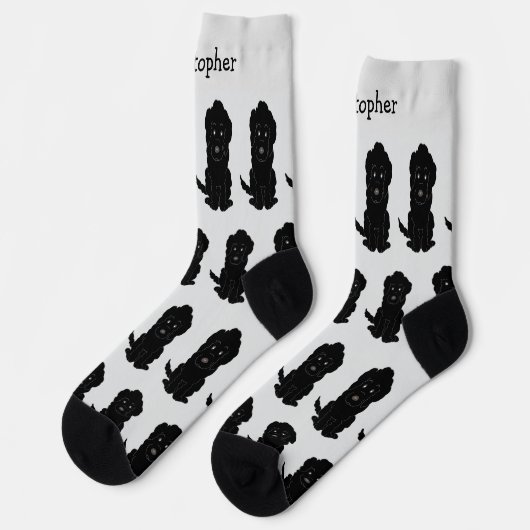 Chaussette Socks Black Goldendoodle Design (Gauche)
