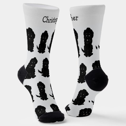 Chaussette Socks Black Goldendoodle Design (Angulaire)