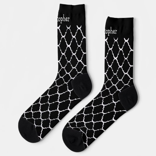 Chaussette Socks Black Moroccan Pattern Design (Gauche)