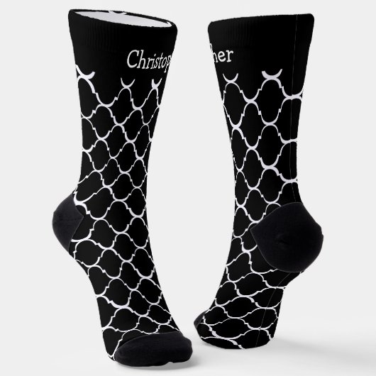 Chaussette Socks Black Moroccan Pattern Design (Angulaire)