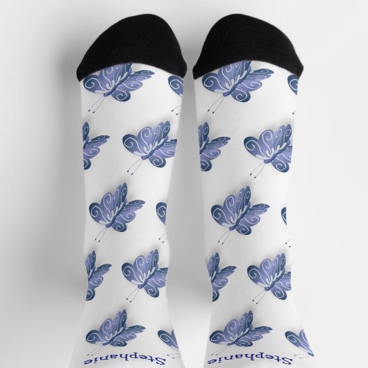 Chaussette Socks Blue Butterfly Design (Haut)
