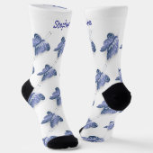 Chaussette Socks Blue Butterfly Design (Angulaire)