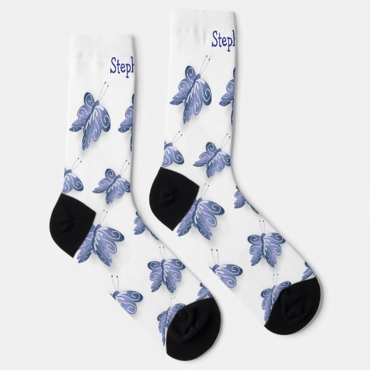 Chaussette Socks Blue Butterfly Design (Droite)