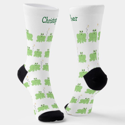 Chaussette Socks Frogs And Dragonfly Design (Angulaire)