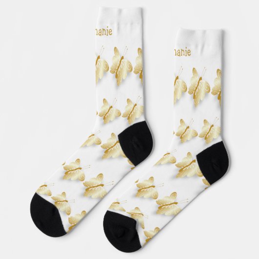 Chaussette Socks Gold Butterfly Design (Gauche)