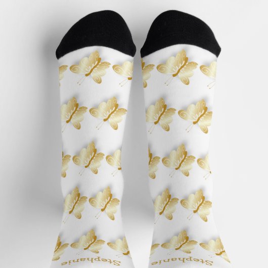 Chaussette Socks Gold Butterfly Design (Haut)