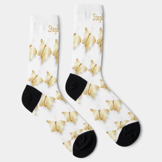 Chaussette Socks Gold Butterfly Design (Droite)