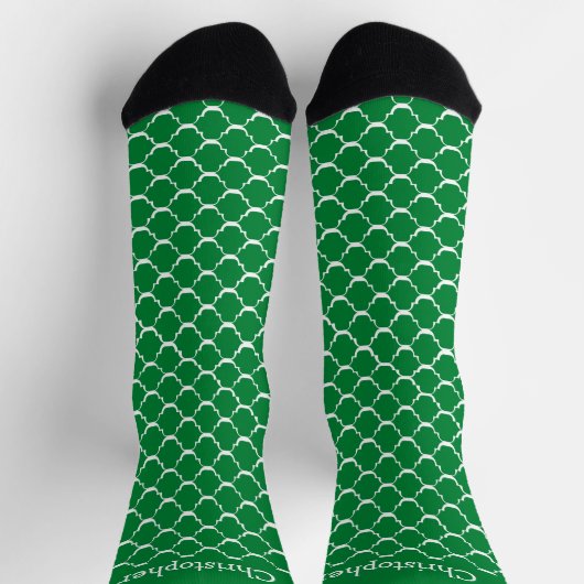 Chaussette Socks Green Moroccan Pattern Design (Haut)
