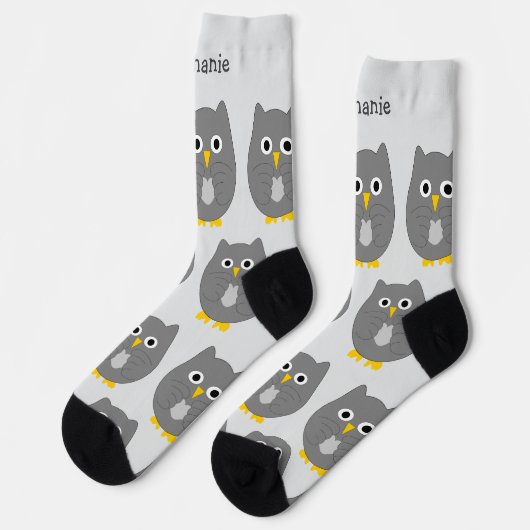Chaussette Socks Grey Owl Design (Gauche)