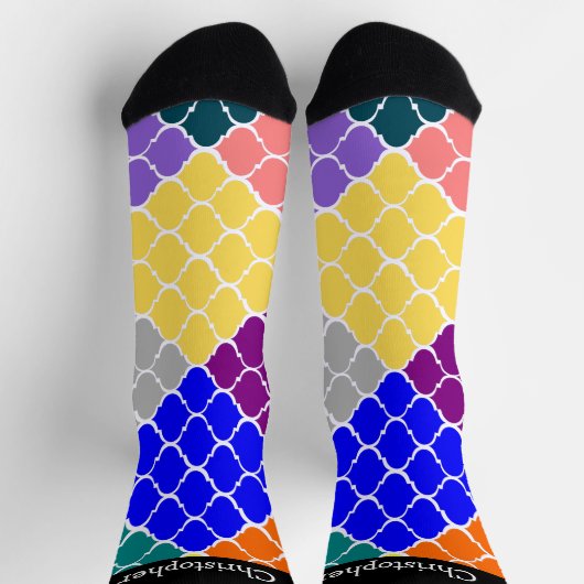 Chaussette Socks Multi Coloured Moroccan Pattern Design (Haut)