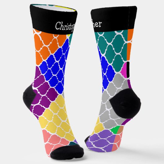 Chaussette Socks Multi Coloured Moroccan Pattern Design (Angulaire)
