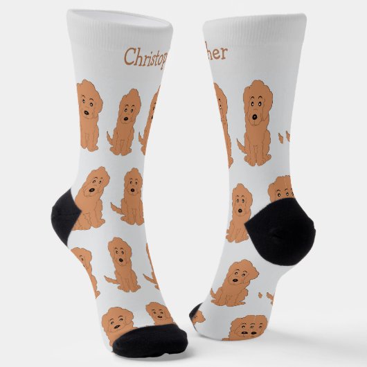 Chaussette Socks Red Goldendoodle Design (Angulaire)