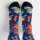 Chaussette socks robot exploration, cosmic art (Haut)