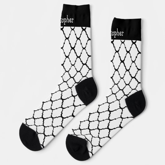 Chaussette Socks White Moroccan Pattern Design (Gauche)